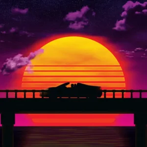 Causeway (Car) - Synthwave Art - Patrick King Art