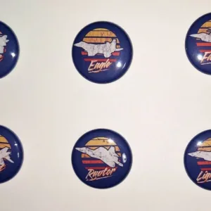 Retro Fighter Jet Buttons - Patrick King Art