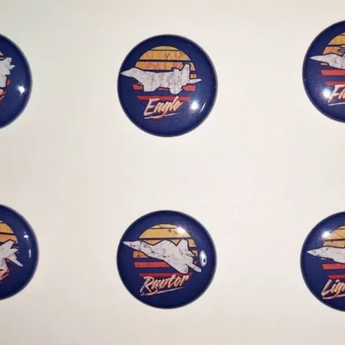 Retro Fighter Jet Buttons - Patrick King Art