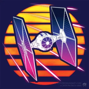 Synthwave TIE Fighter - Star Wars Art - Patrick King Art