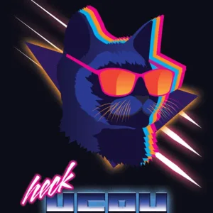 Heck Yeah Cat - Synthwave Art - Patrick King Art