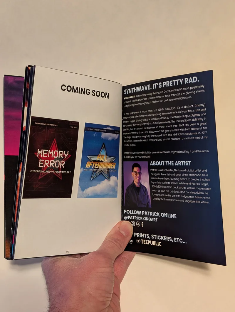 SYNTHWAVE ULTRA Art Zine Interior Page - Patrick King Art