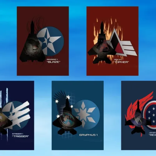 Heroes of Strangereal Ace Combat Stickers - Patrick King Art