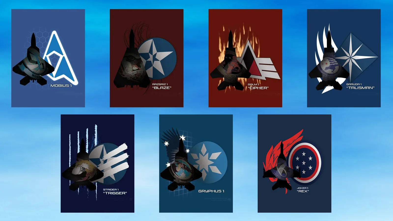 Heroes of Strangereal Ace Combat Stickers - Patrick King Art