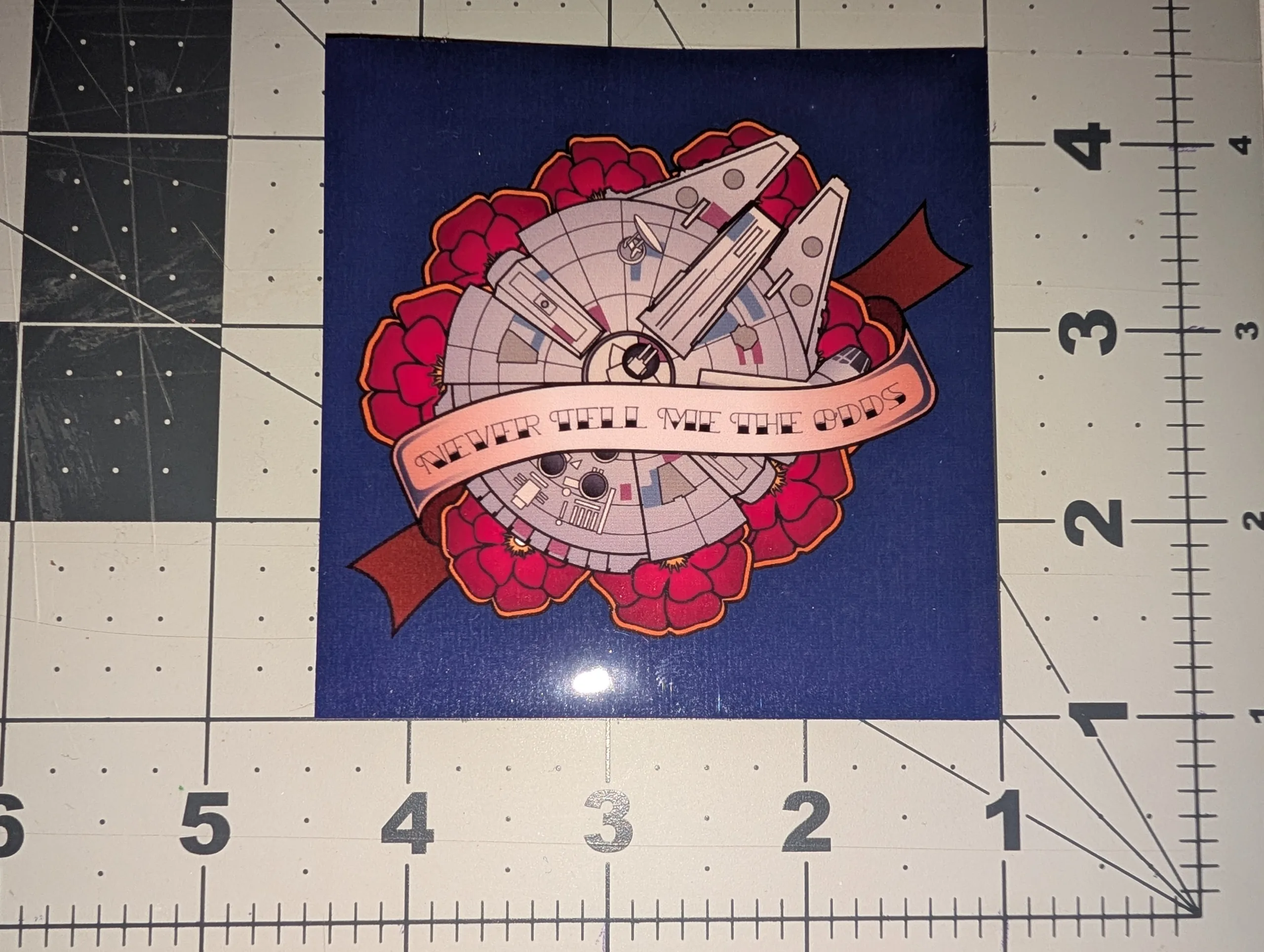 Millennium Falcon Never Tell Me The Odds Square Sticker - Star Wars - Patrick King Art