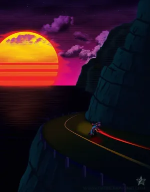 Pacific Highway - Synthwave Art - Patrick King Art