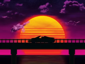 Causeway (Car) - Synthwave Art - Patrick King Art