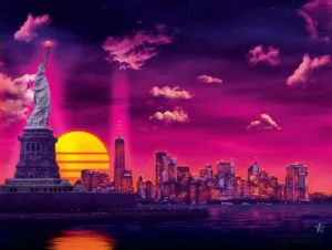 New York, NY - Synthwave Art - Patrick King Art