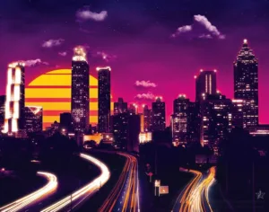 Atlanta, GA - Synthwave Art - Patrick King Art