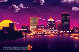 Rochester, NY - Synthwave Art - Patrick King Art