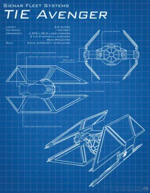 TIE Avenger - Star Wars Blueprints - Patrick King Art